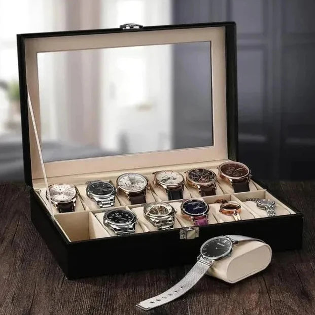 12 Slot Leather Watch Box