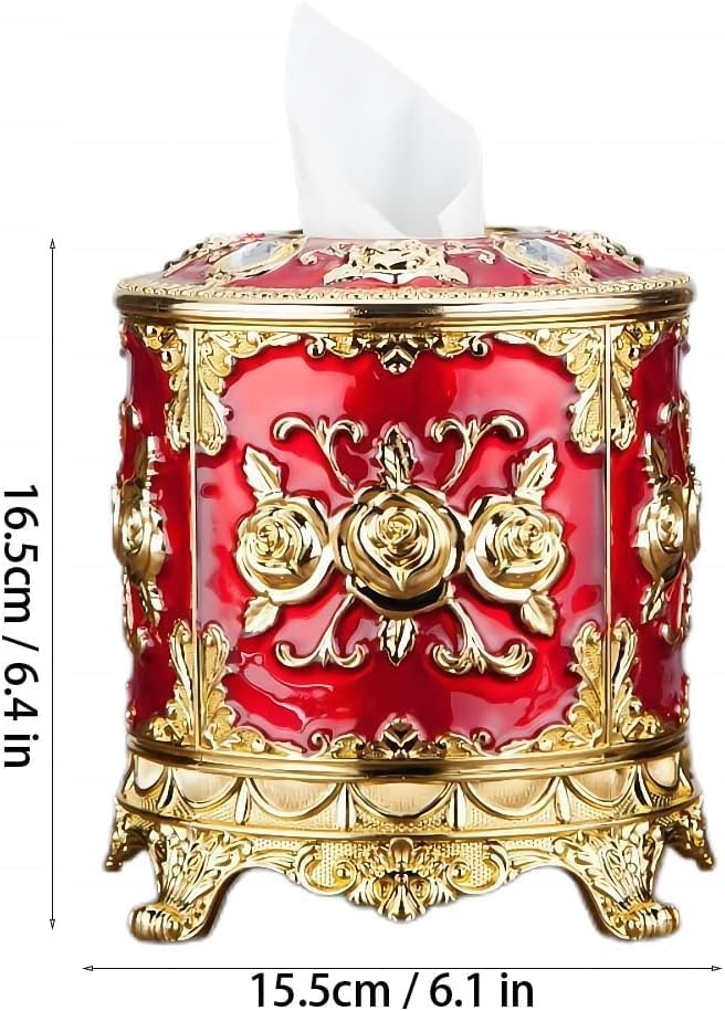European Tissue Box Round-Red