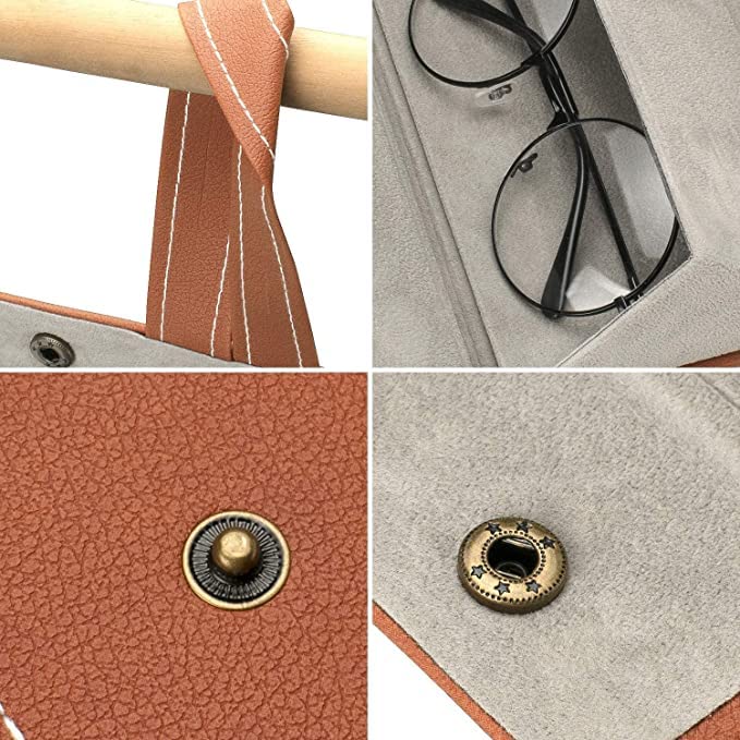 5 Slots Leather Sunglasses Organizer-Brown