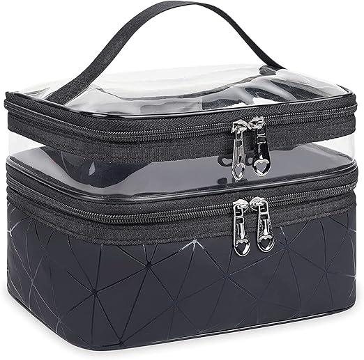 Double Layer Cosmetic Pouch-Black