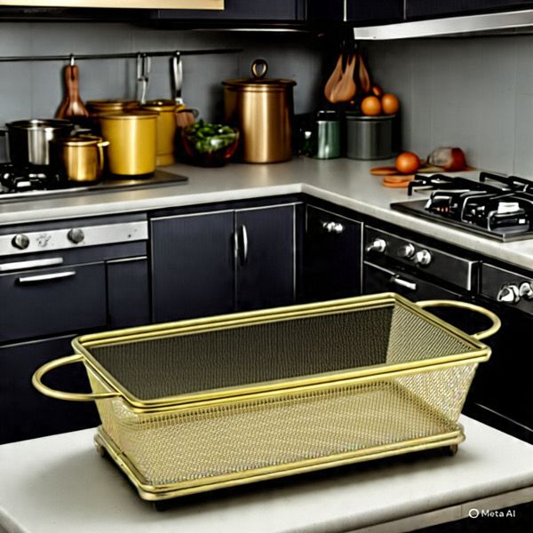 Double Handle Golden Mesh Basket