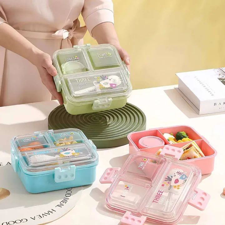 3-Compartment Lunch Box-Pink