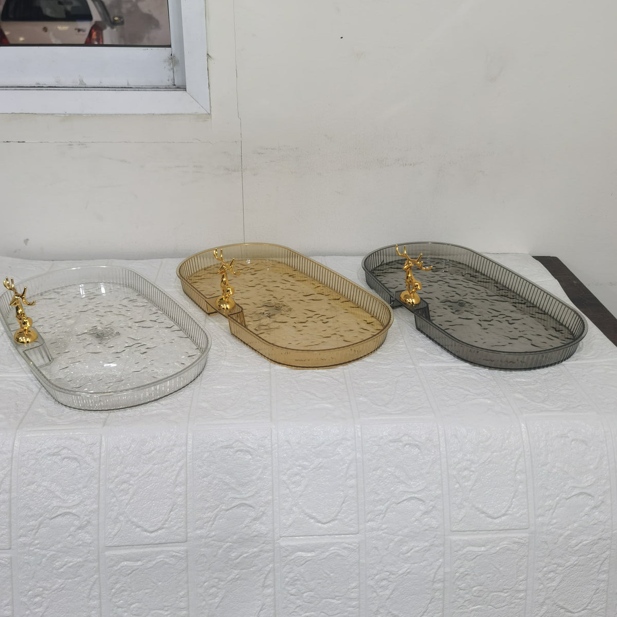 Acrylic Deer Serving Oval Tray Large