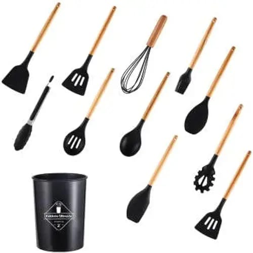 12 pcs Non-Stick Cooking Kitchen Utensils Small-Black