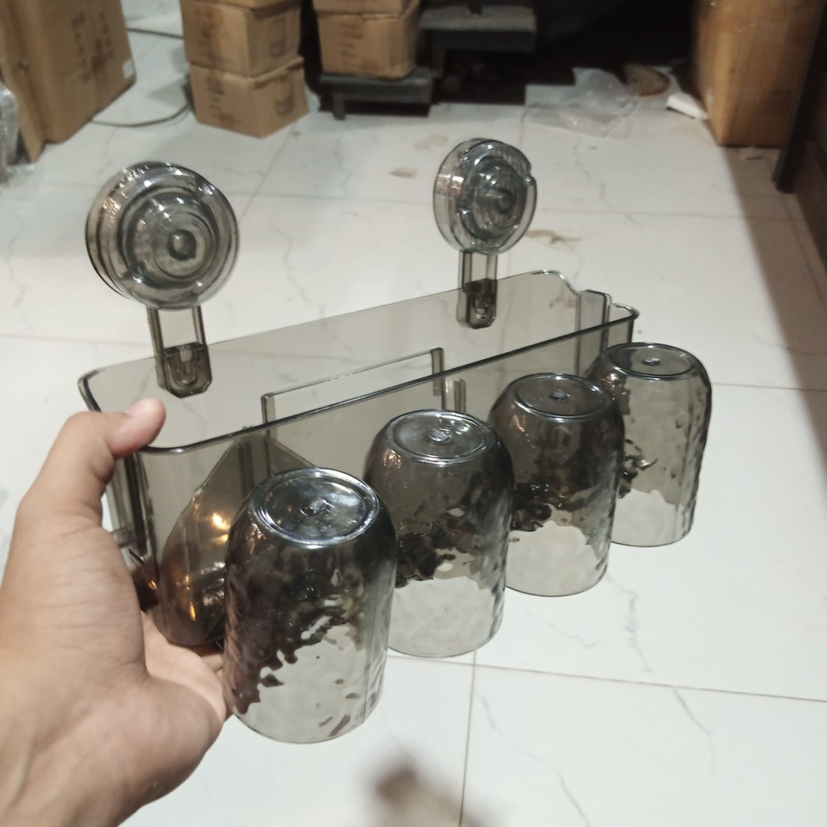 Acrylic Suction Toothbrush Cup Holder