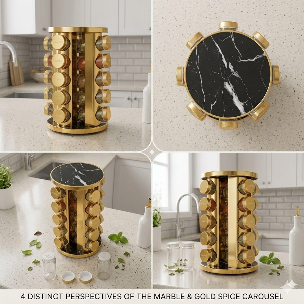 20in1 Revolving Glass Spice Jar Rack (Round)
