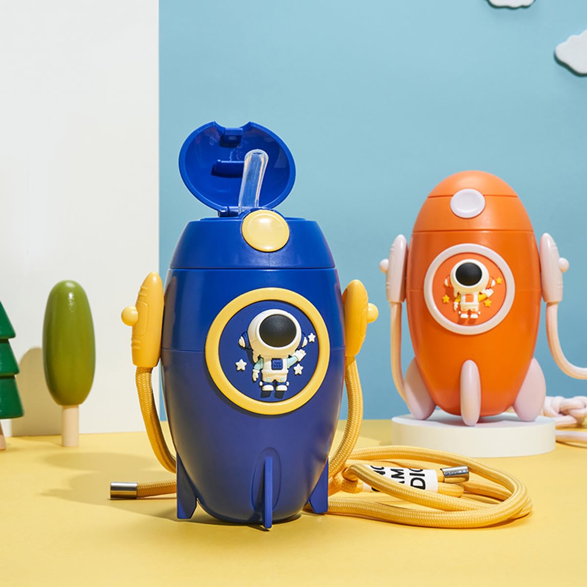 Space Rocket Shaped Water Bottle-Orange