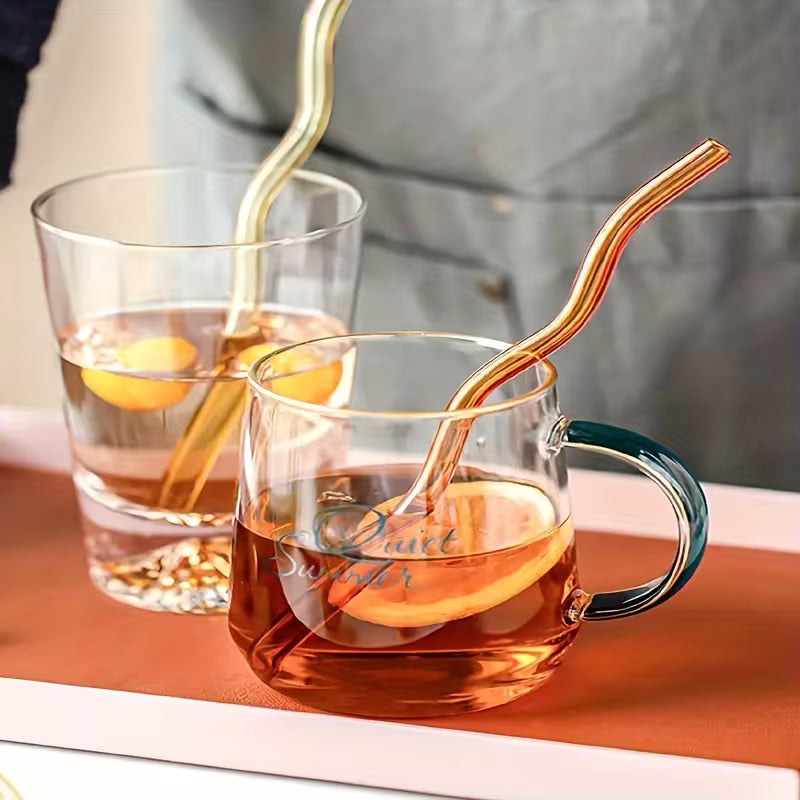 5 Pcs Wavy Glass Straw Set