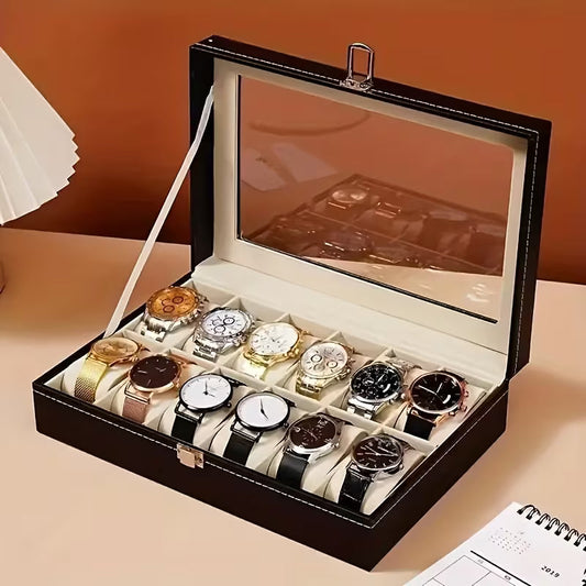 12 Slot Leather Watch Box