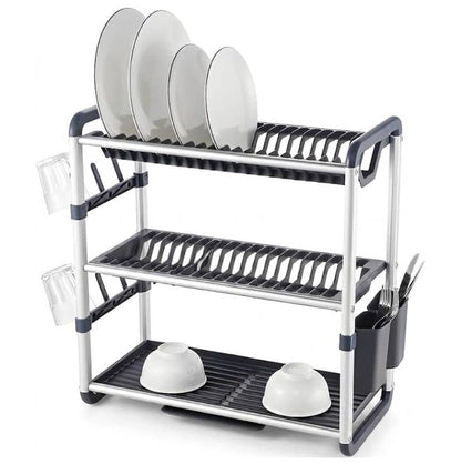 3-Tier Aluminium Dish Drying Rack-Silver