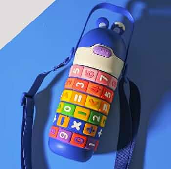 Puzzle Design Water Bottle-Blue