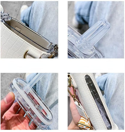 Elegant Water Bottle with Pouch-White