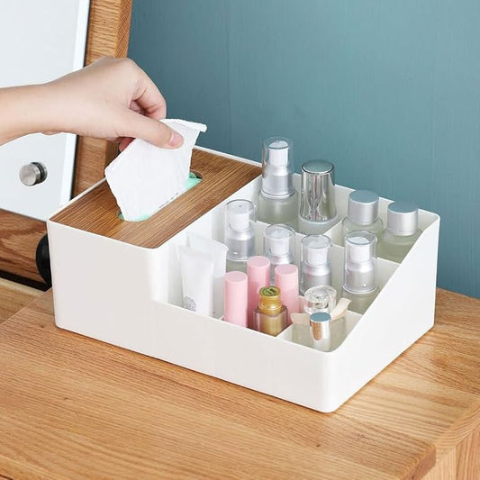 Wooden Tissue Box With Shelves