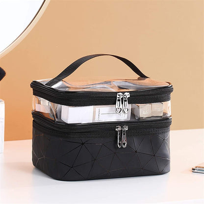 Double Layer Cosmetic Pouch-Black