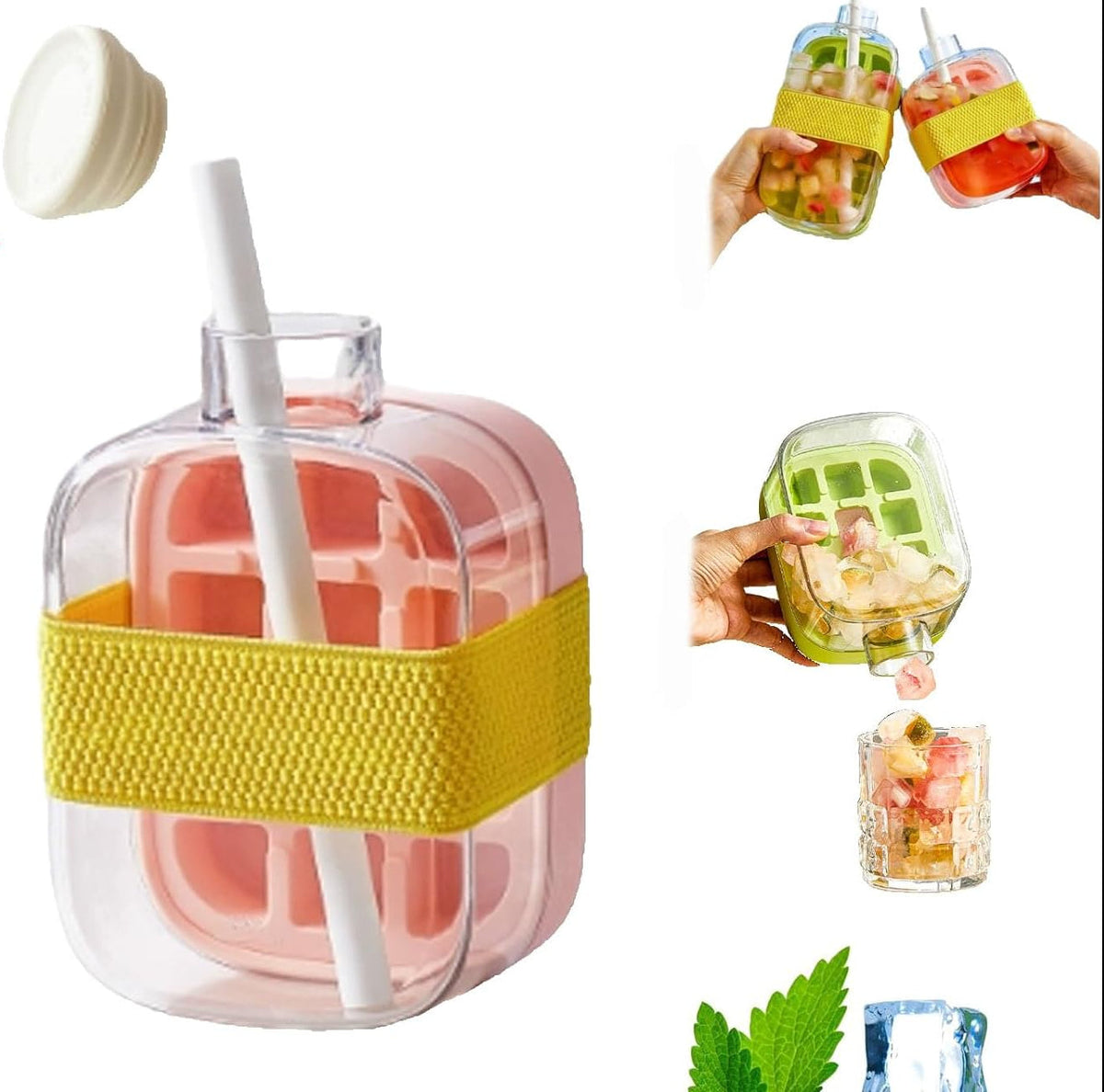2 In 1 Ice Cube Bottle-Pink