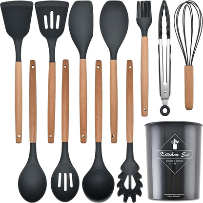 12 pcs Non-Stick Cooking Kitchen Utensils Small-Dark Grey