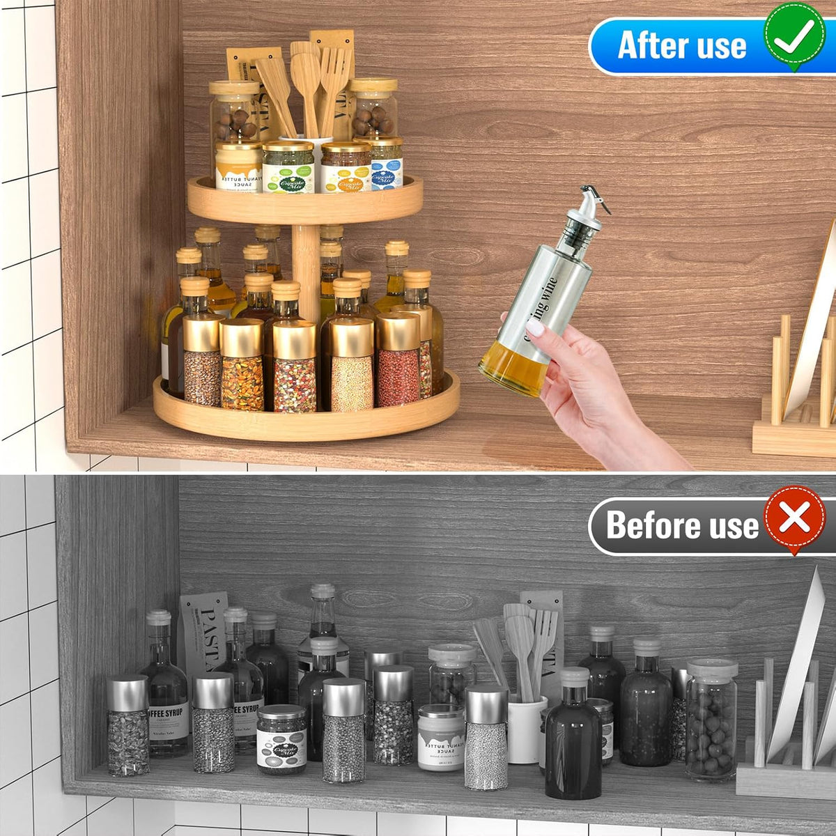 2 Tier Revolving Bamboo Organizer