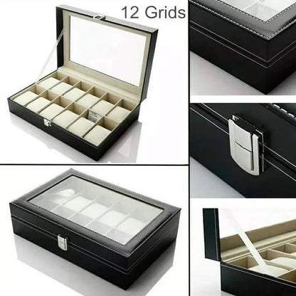 12 Slot Leather Watch Box