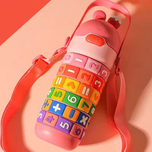 Puzzle Design Water Bottle-Pink