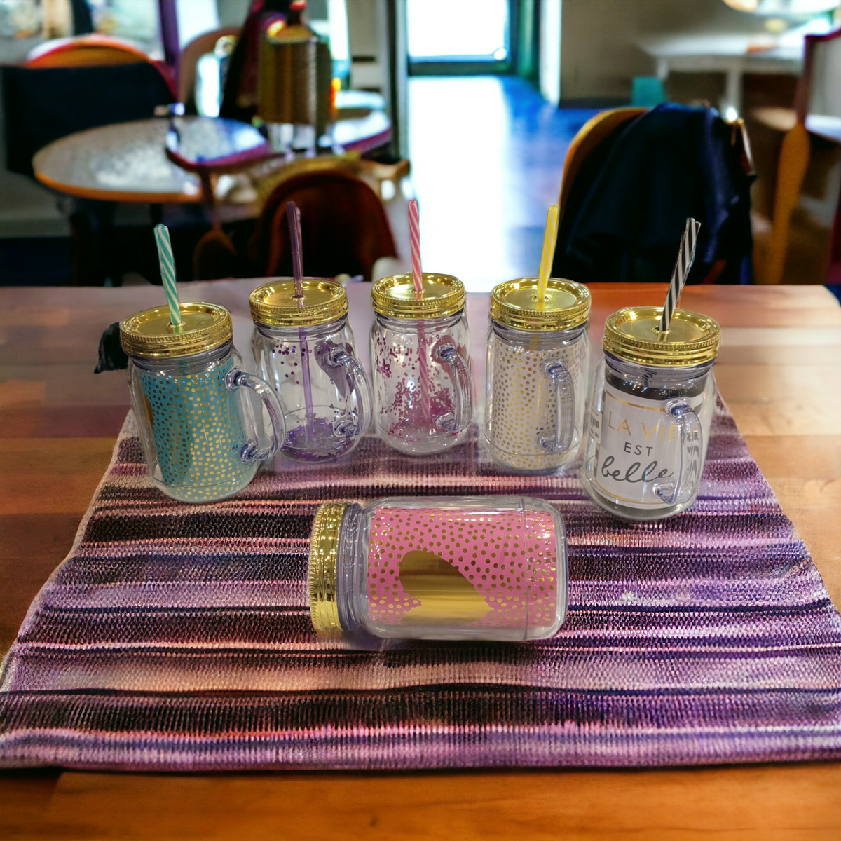 Acrylic Mason Mug with Straw