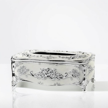European Style Tissue Paper Box Case-White Silver