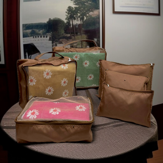 6 Pcs Waterproof Travel Storage Bag-Brown