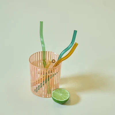 5 Pcs Wavy Glass Straw Set