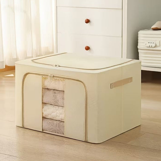 Foldable Clothes Storage Box (55L)-Offwhite