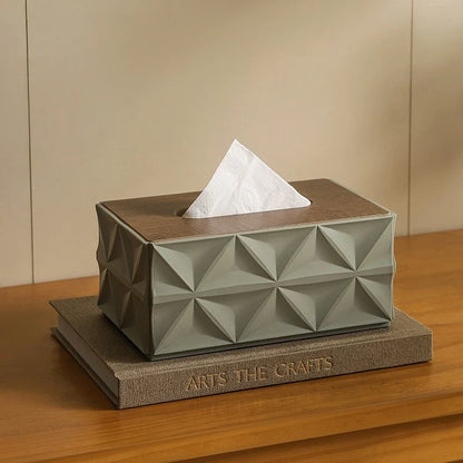 Modern Tissue Box with Wooden Lid