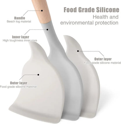 12 PCS Silicone Kitchenware Utensils Set (Light Grey)