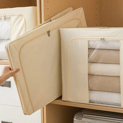 Foldable Clothes Storage Box (55L)-Offwhite