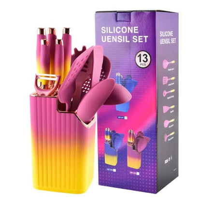 13-piece Kitchen Knife and Utensils Set(Purple&Yellow)