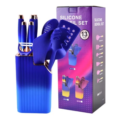 13-piece Kitchen Knife and Utensils Set(Blue)
