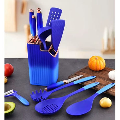 13-piece Kitchen Knife and Utensils Set(Blue)