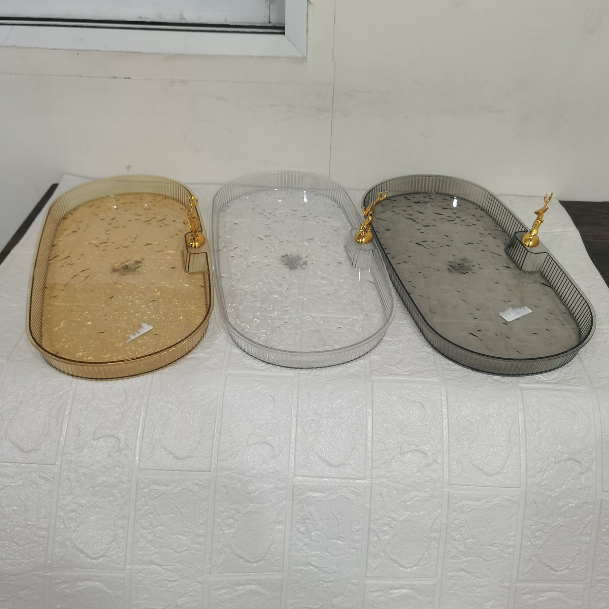Acrylic Deer Serving Oval Tray Large