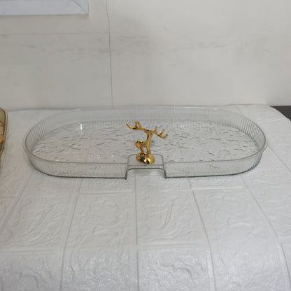 Acrylic Deer Serving Oval Tray Large