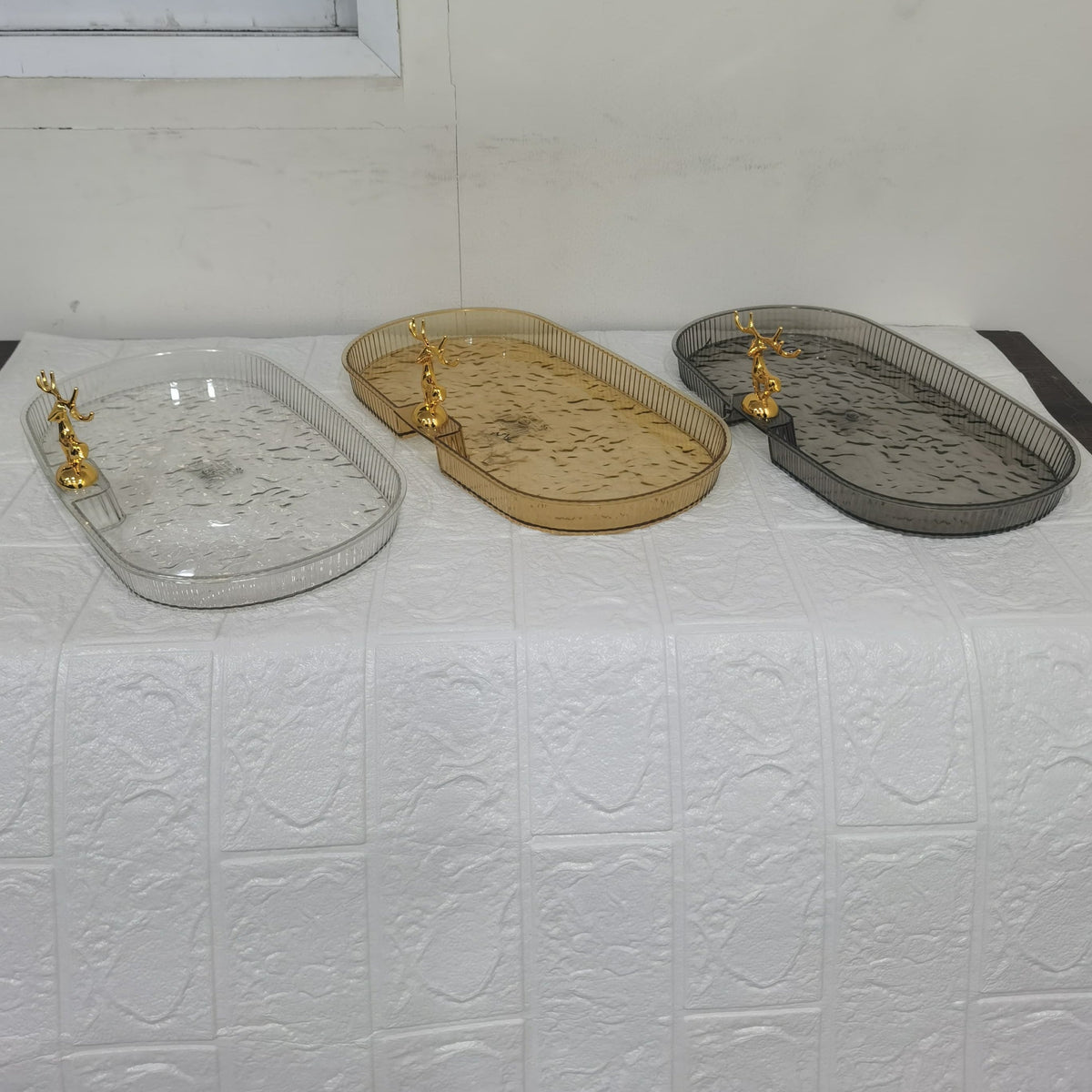 Acrylic Deer Serving Oval Tray Large