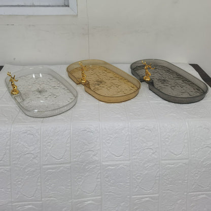 Acrylic Deer Serving Oval Tray Large