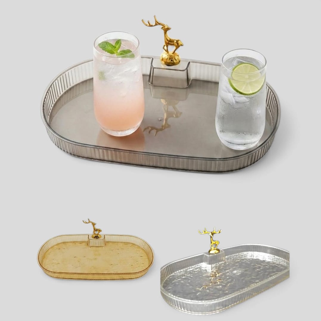 Acrylic Deer Serving Oval Tray Large