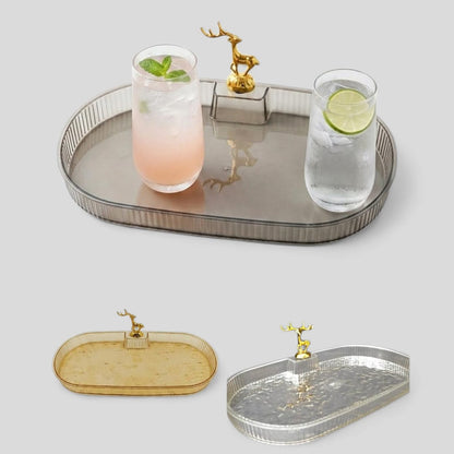 Acrylic Deer Serving Oval Tray Large