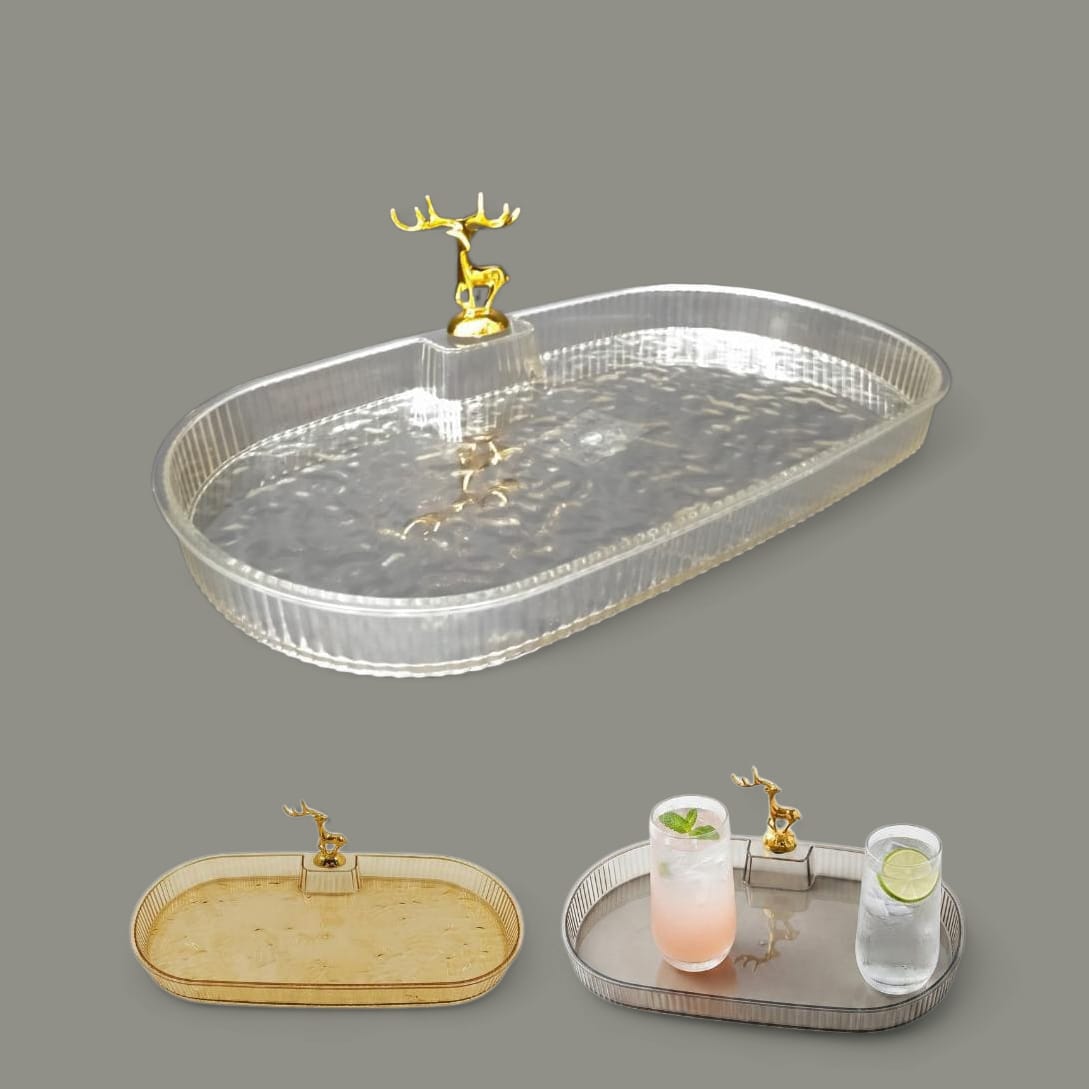 Acrylic Deer Serving Oval Tray Large