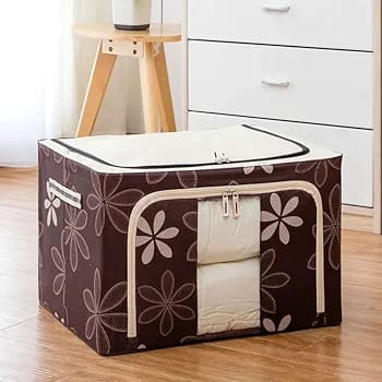 Foldable Clothes Storage Box (55L)-Brown