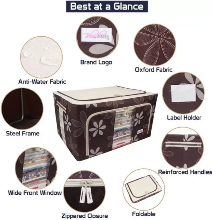 Foldable Clothes Storage Box (55L)-Brown