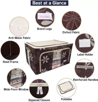 Foldable Clothes Storage Box (55L)-Brown