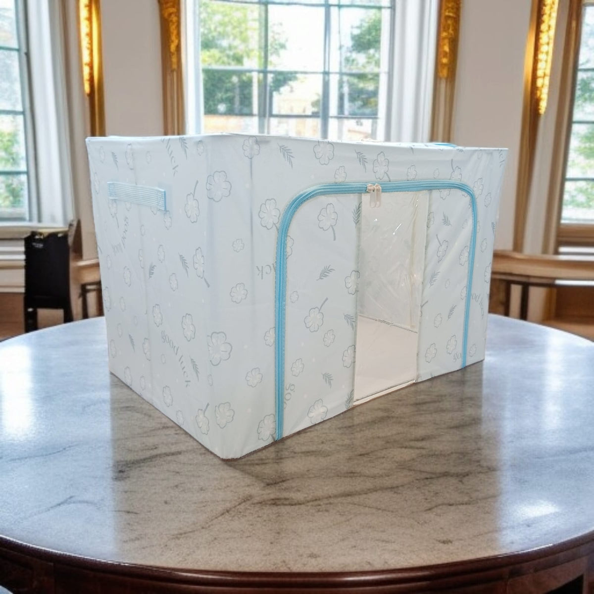 Foldable Clothes Storage Box (100L)-Light Blue