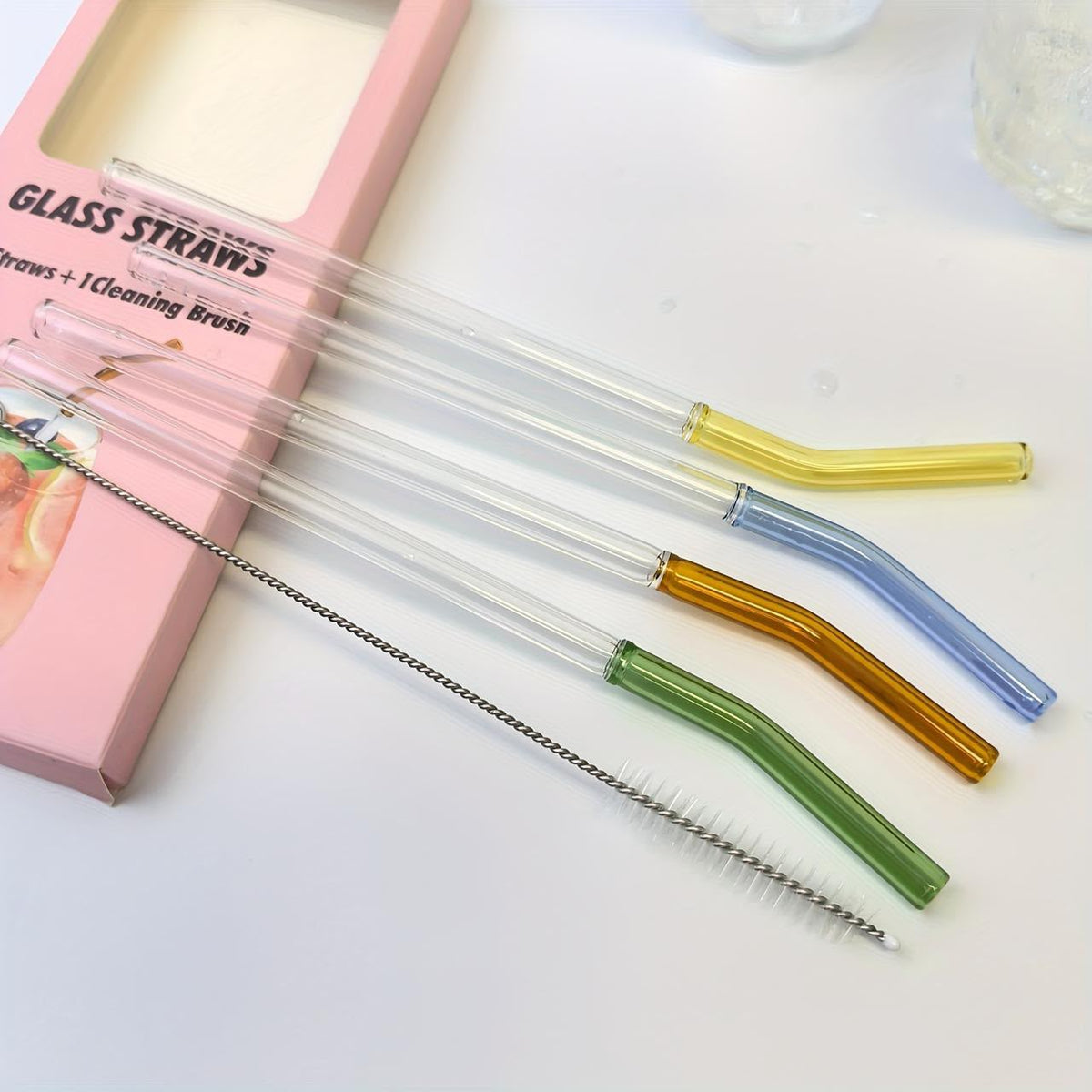 Rainbow Glass Straw Set