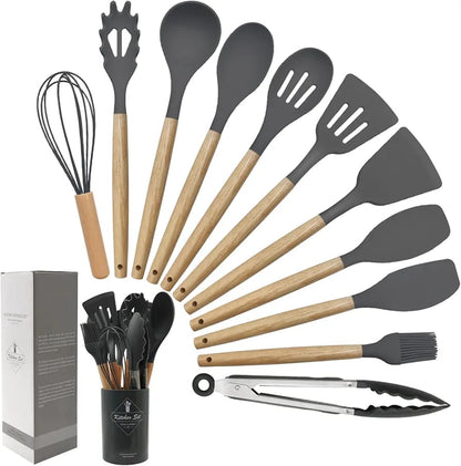 12 pcs Non-Stick Cooking Kitchen Utensils Small-Dark Grey