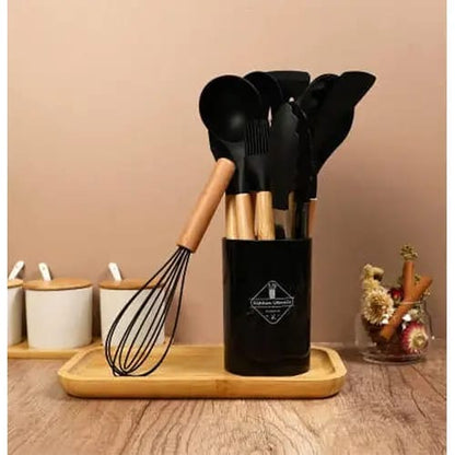 12 pcs Non-Stick Cooking Kitchen Utensils Small-Black