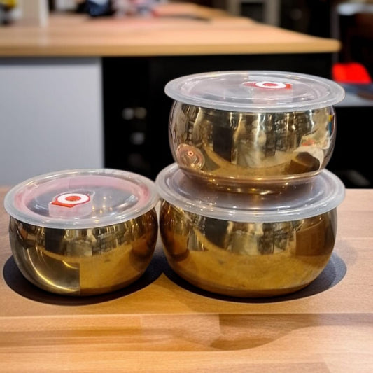 3 Pcs Stainless Steel Golden Bowls