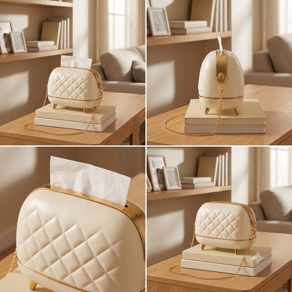 Stylish Non Slip Tissue Box D1-Offwhite